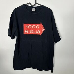 1000 Miglia T Shirt Large Black Graphic Tee Racing Italy Arrow Vintage Style